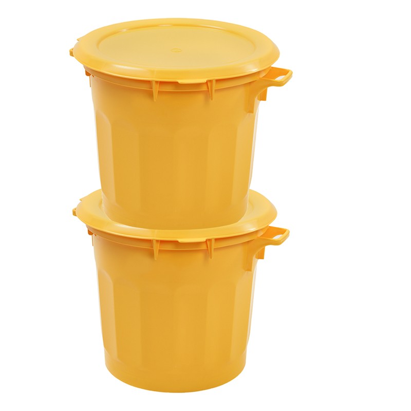 Couvercle jaune à poignée pour conteneur HACCP rond 50 Litres G6132